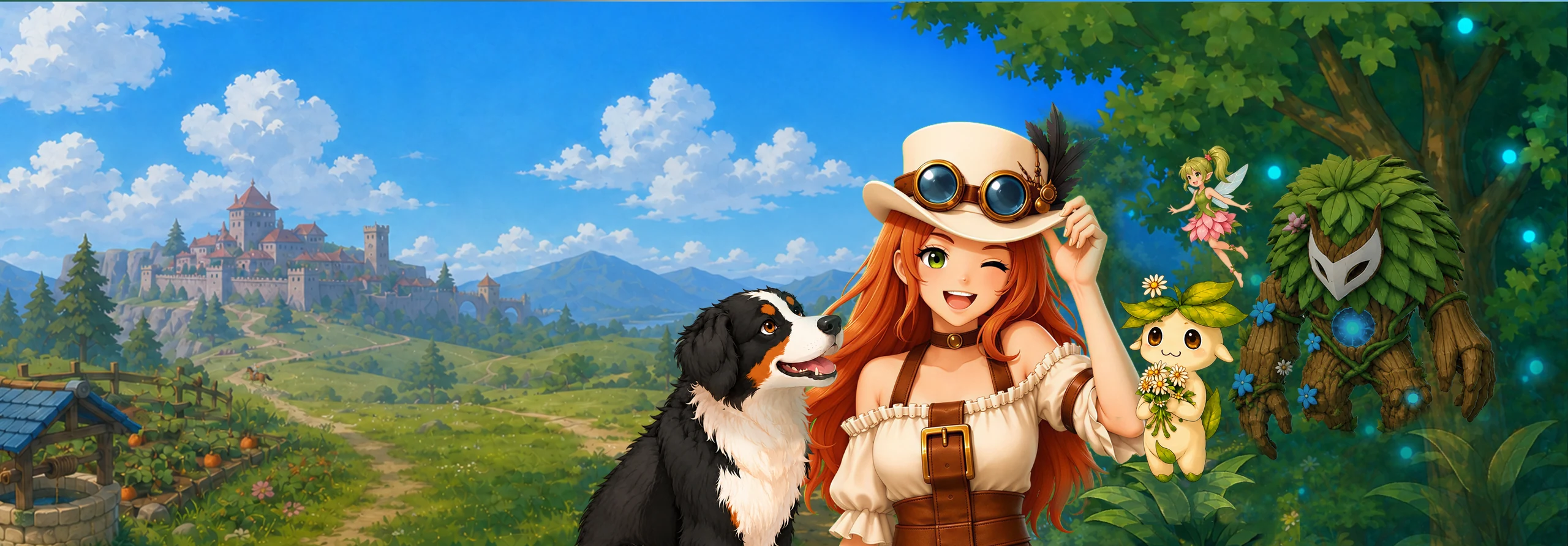 Anna, Moka et leurs compagnons magiques contemplant le monde d’Allaya