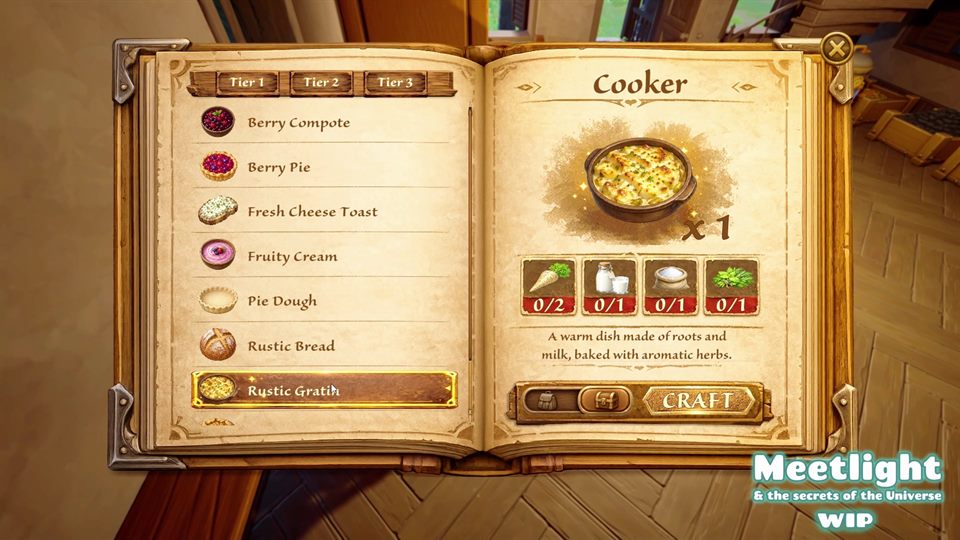 Interface de cuisine présentée dans un livre illustré
